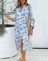 Lång ärmad Skjortklänning i kokosnötsmönster